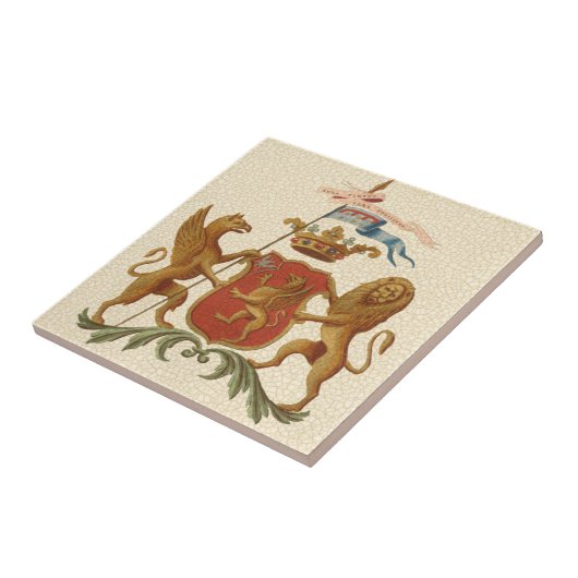 グリフィンとライオンを備えた堂々とした紋章 タイル (側面)