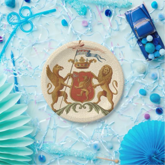 グリフィンとライオンを備えた堂々とした紋章 ペーパープレート (パーティー)