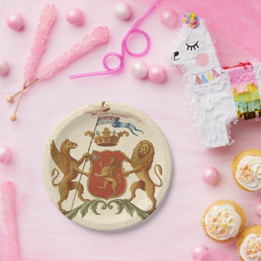 グリフィンとライオンを備えた堂々とした紋章 ペーパープレート (パーティー)