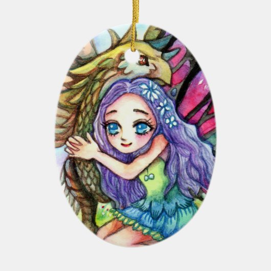 グリフィンと妖精 セラミックオーナメント (正面)