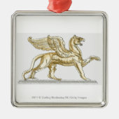グリフィンの彫像のイラストレーション メタルオーナメント (正面)