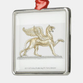 グリフィンの彫像のイラストレーション メタルオーナメント (左)