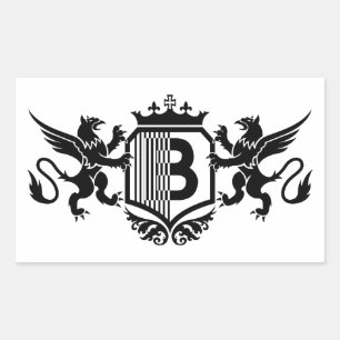 グリフィンは「B」という文字で盾を囲む 長方形シール