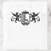 グリフィンは「L」という文字で盾を囲む 長方形シール (バッグ)