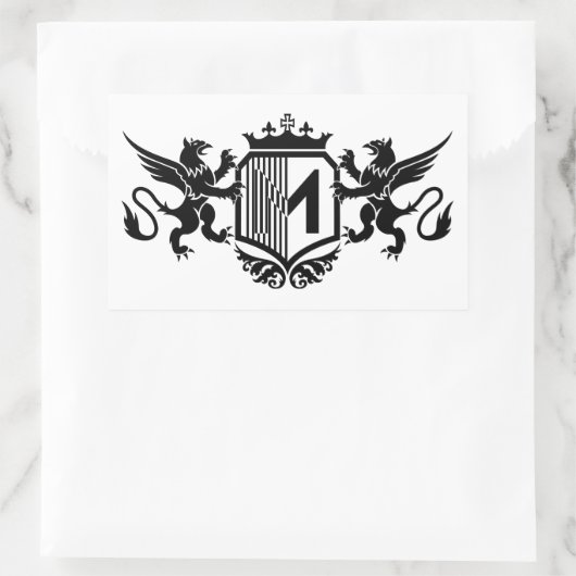 グリフィンは「M」という文字で盾を囲んでいた 長方形シール (バッグ)