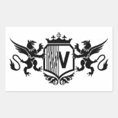 グリフィンは「W」という文字で盾を囲む 長方形シール (正面)