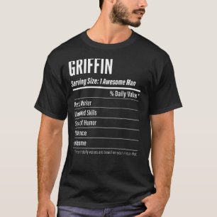 グリフィンサービングサイズ栄養ラベルカロリー Tシャツ