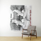 グリフィン彫刻モノクロ鉛筆アート タペストリー (インサイチュ)