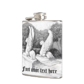 グリフィン彫刻モノクロ鉛筆アート フラスク (左)