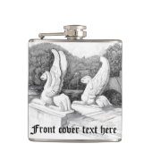 グリフィン彫刻モノクロ鉛筆アート フラスク (正面)