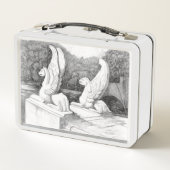 グリフィン彫刻モノクロ鉛筆アート メタルランチボックス (裏面)