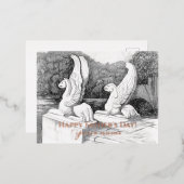 グリフィン彫刻（モノクロ） 箔シーズンポストカード (正面/裏面)