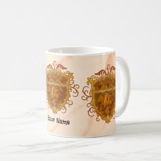 グリフォン家紋名字マグ コーヒーマグカップ (正面右)