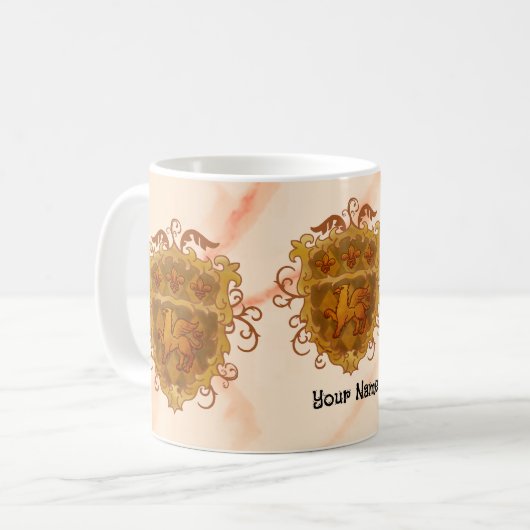 グリフォン家紋名字マグ コーヒーマグカップ (正面左)