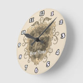 グリフォン家紋姓 ラウンド壁時計 (傾斜)