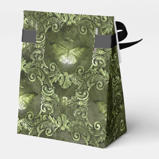 グリマー森グリーンと黒ヴィンテージ蝶 フェイバーボックス (裏面サイド)