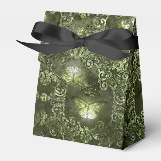 グリマー森グリーンと黒ヴィンテージ蝶 フェイバーボックス (正面サイド)