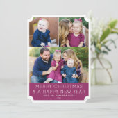 グリミニマルッド3フォト明るい赤紫色ホリデーカード シーズンカード (スタンド正面)