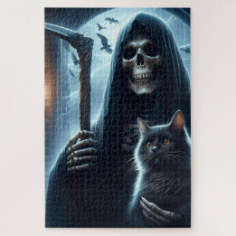 グリムリーパーとブラックキャットハロウィーン ジグソーパズル