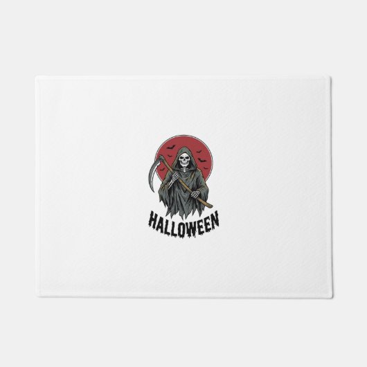 グリムリーパー ハロウィン ビンテージ 彫刻 アート_1 ドアマット (正面)