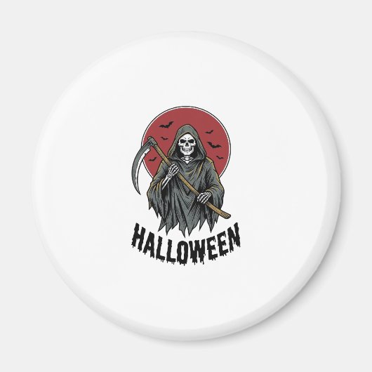 グリムリーパー ハロウィン ビンテージ 彫刻 アート_1 マグネット (正面)