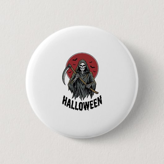 グリムリーパー ハロウィン ビンテージ 彫刻 アート_1 缶バッジ (正面)
