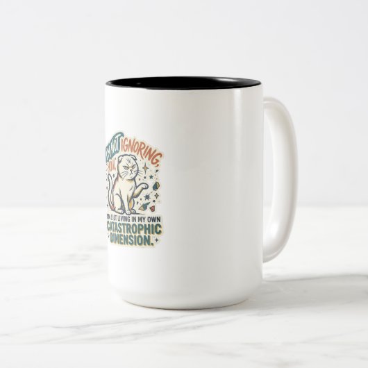 グリム猫のコーヒーマグ | 面白い無視をするわけじゃない ツートーンマグカップ (正面右)