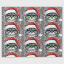 グリム顔（グレー）のクリスマス猫