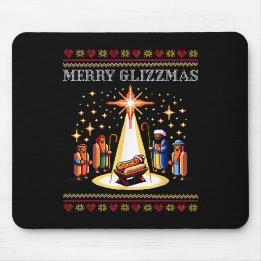 グリメリーッツマスタッキーおもしろいメリークリスマスホットドッグ マウスパッド (正面)