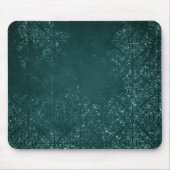 グリメリーティール(緑がかった色) グランジ |濃い濃い緑のグラームダマスク マウスパッド (正面)