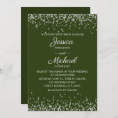 グリモダンエレガントンシルバーグリッター結婚ズ 招待状 (正面/裏面)