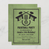 グリモダンンギーのペイントボールバースデーパーティ招待状 招待状 (正面/裏面)