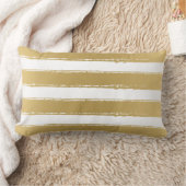 グリモダンンギー金ゴールドストライプ白い背景 ランバークッション (ブランケット)