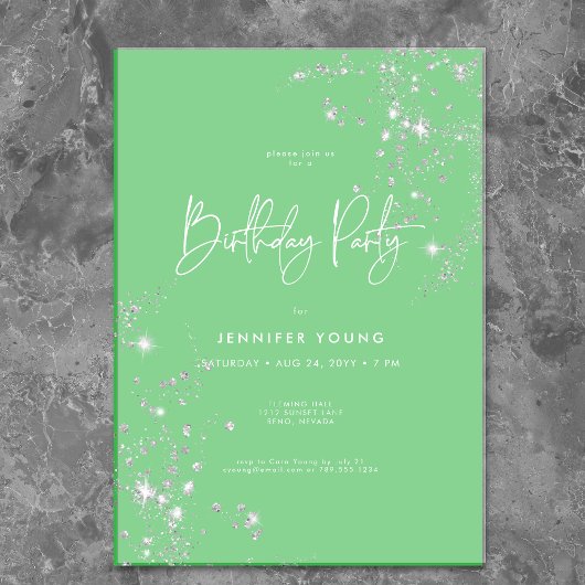 グリモダンーミニマルンダイヤモンド誕生日背景 招待状