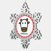 グリュエジ – キュートスイス牛スノーフレークフレームオーナメント スノーフレークピューターオーナメント (右)