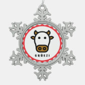 グリュエジ – キュートスイス牛スノーフレークフレームオーナメント スノーフレークピューターオーナメント (正面)