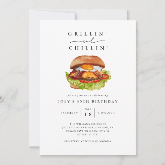 グリリンとチリンのハンバーガー誕生日パーティー 招待状 (正面)
