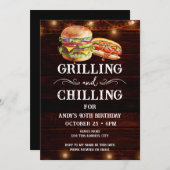 グリリングと冷たいバーベキュー40th誕生日招待状 招待状 (正面/裏面)