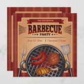 グリリングタイムBBQパーティの招待状 招待状 (正面/裏面)