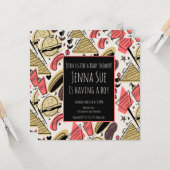 グリリング夏BBQドードルベビーシャワー カード (正面/裏面インサイチュ)