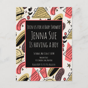 グリリング夏BBQドードルベビーシャワー ポストカード