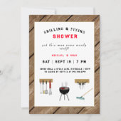 グリリング&固定カップルウェディングシャワー 素朴 招待状 (正面)