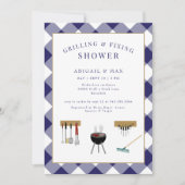 グリリング&固定カップルズブルーウェディングシャワー 招待状 (正面)