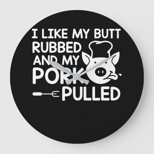 グリリングBBQのようなお尻擦り豚プル ラージ壁時計 (正面)