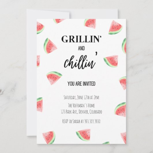 グリリン&チリンスイカBBQ招待状 招待状 (正面)