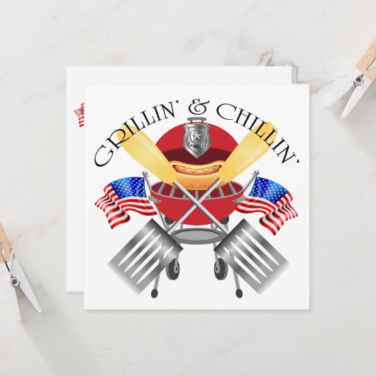 グリリン＆チリン警察クックアウト招待状 招待状 (正面/裏面インサイチュ)