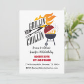 グリリンNチリンバックヤードクックアウトBBQ誕生日 招待状 (スタンド正面)