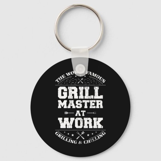 グリルおもしろいマスターBbqシェフ燻肉好きギフト キーホルダー (正面)