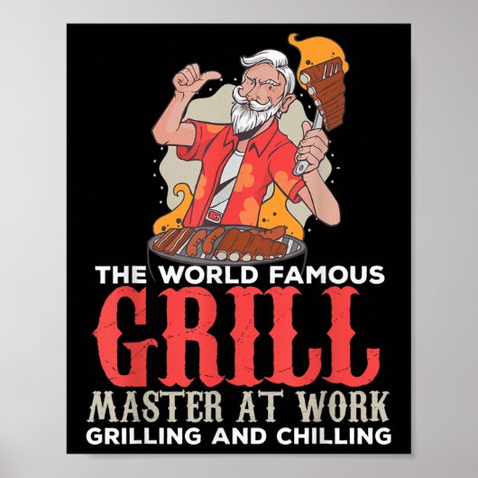 グリルおもしろいマスターBbq愛好家グルメシェフスモーク ポスター (正面)