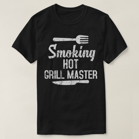 グリルおもしろい喫煙ホットグリルマスターBBQ肉D Tシャツ (デザイン正面)